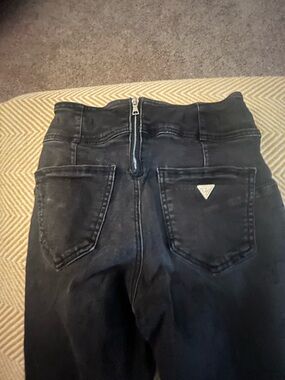 Black High-Waist Women's Jeans with Back Zip